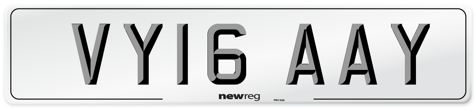 VY16 AAY Number Plate from New Reg